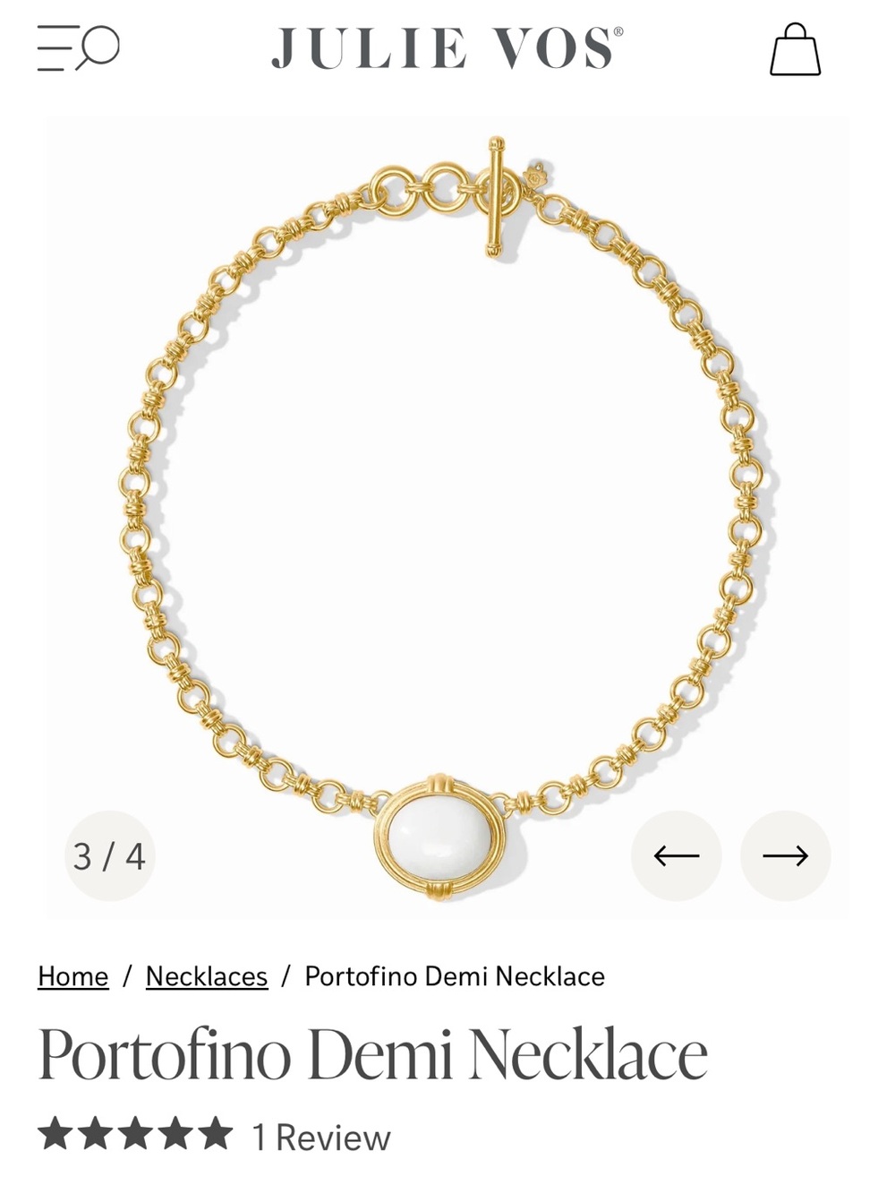 Julie Vos Gold Chain Necklace with White Stone Center